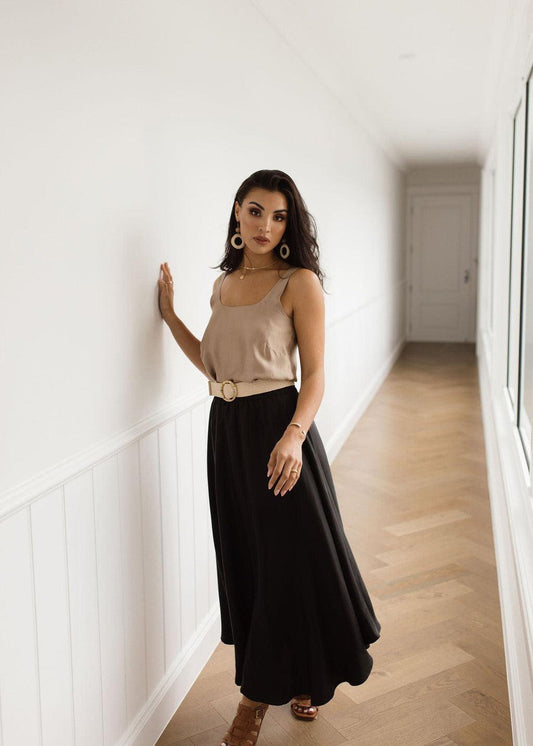 Lou Lou Australia Silk Poppy Silk Sleeveless Camisole in Bronze, featuring a luxurious sheen.