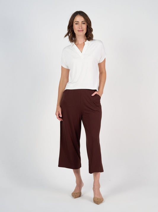 Rush Bamboo Short Sleeve Collared Polo Top - Cream