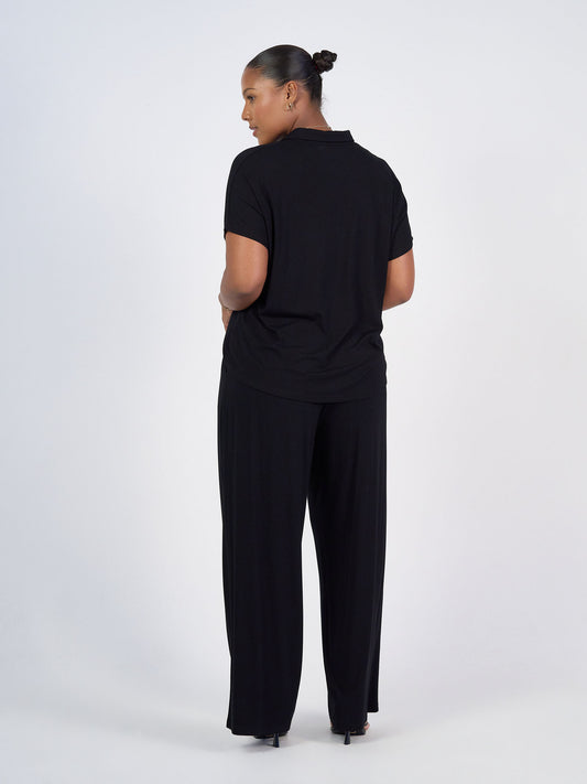 Rush Bamboo Short Sleeve Collared Polo - Black
