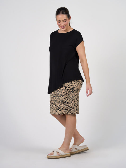 Toni Asymmetrical Bamboo T-Shirt - Black