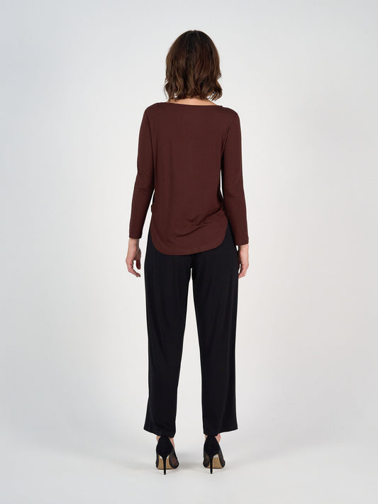 Adele Long Sleeve Bamboo Top - Burgundy