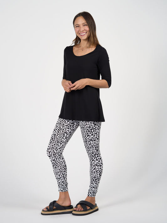 Luxe Bamboo Full-Length Legging - Black Leopard
