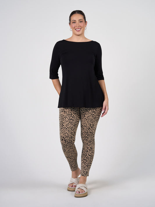 Lou Lou Australia Aretha 3/4 Sleeve Bamboo Top in black.