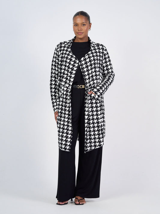 Avril Bamboo Trench Coat - Houndstooth