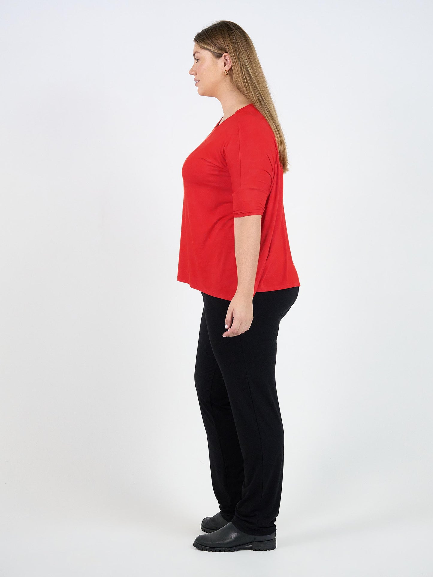 Gina Oversized Slouch Bamboo T-Shirt - Fiery Red