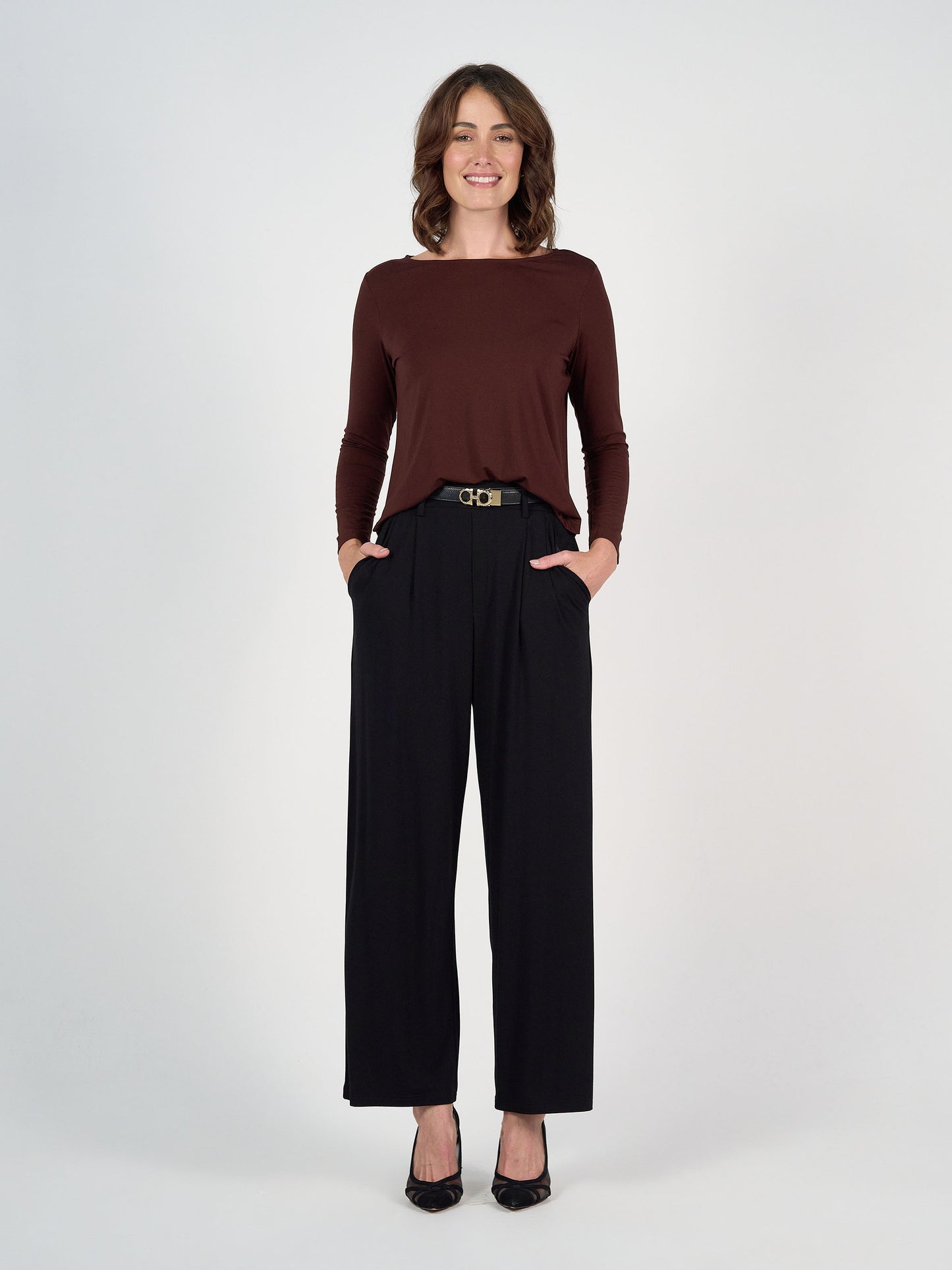 Billie Bamboo Wide Leg Dress Pant - Black