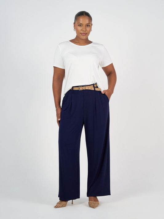 Billie Bamboo Wide Leg Dress Pant - Navy