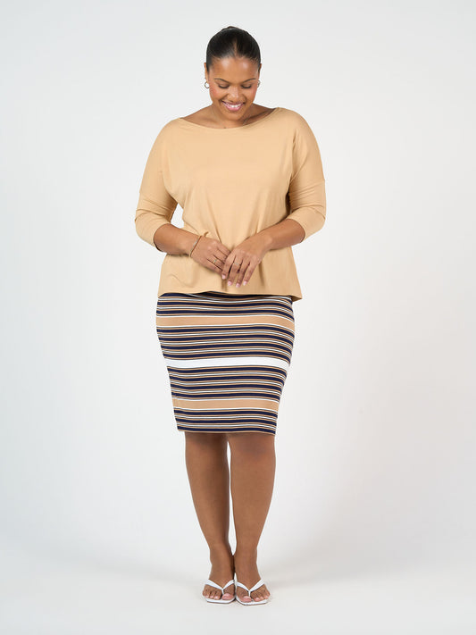 Midi Bamboo Whitney Tube Skirt - Stripe