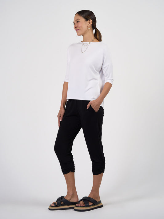 Camila 3/4 Sleeve Bamboo Top - White