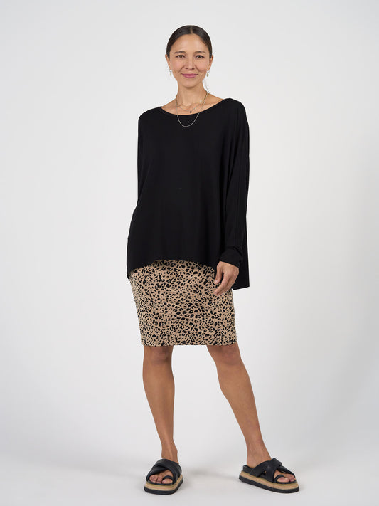 Gina Long Sleeved Bamboo Top - Black
