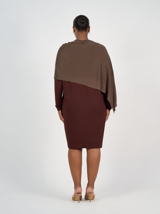 Carrie Cashmere & Bamboo Knit Poncho - Chocolate
