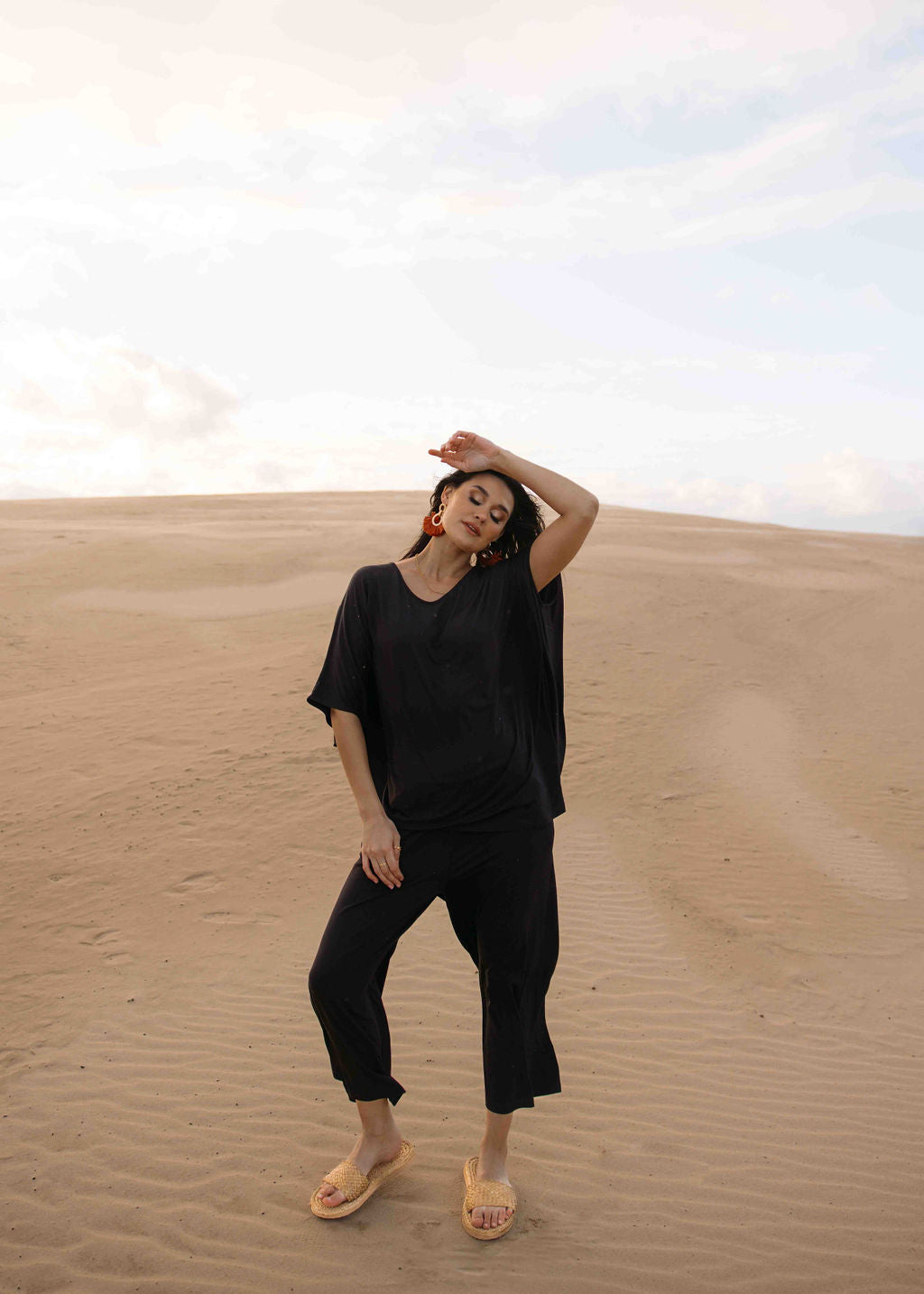 Lou Lou Australia's Ciara 7/8 Length Bamboo Culottes in black.