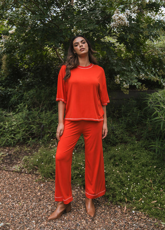 Carey Bamboo Culotte - Fiery Red