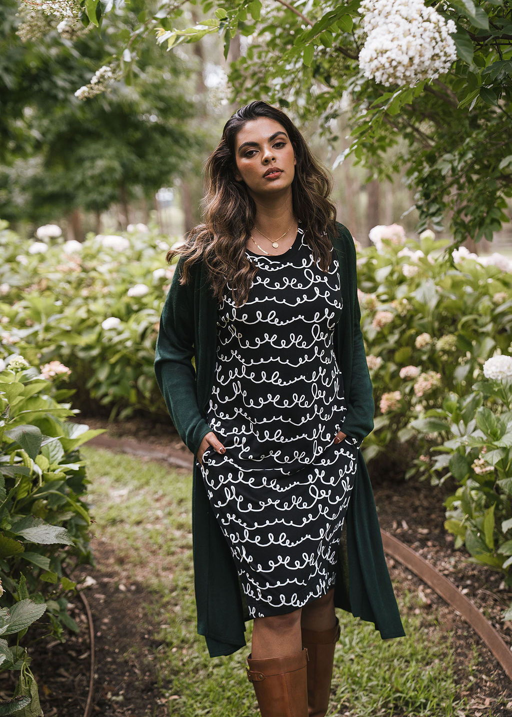 Turner Bamboo T-Shirt Dress | Squiggle Long-Sleeve Dress Lou Lou Australia Turner Bamboo T-Shirt Dress | Squiggle Long-Sleeve Dress Lou Lou Australia
