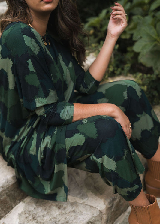 Susie Oversized Asymmetrical Bamboo Top - Camouflage
