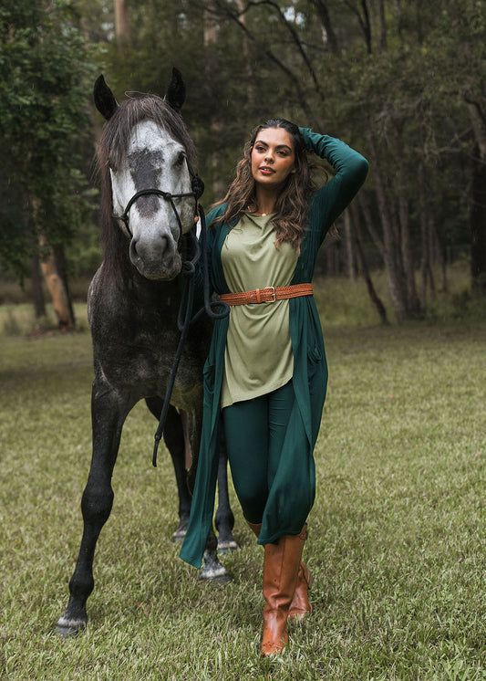 Susie Oversized Asymmetrical Bamboo Top - Olive