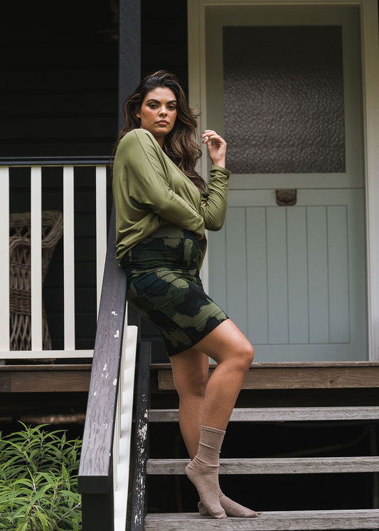 Midi Bamboo Whitney Tube Skirt - Camouflage