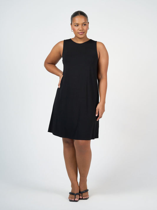 Lou Lou Australia Bamboo Sleeveless black knee length shift dress