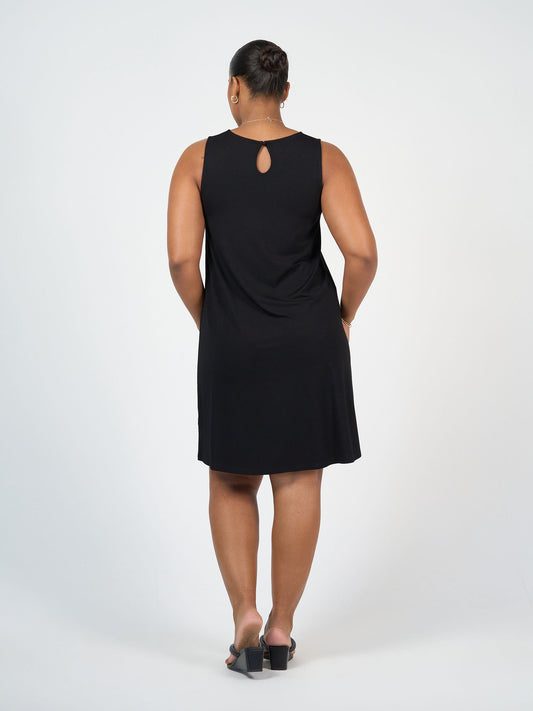 Lou Lou Australia Bamboo Sleeveless black knee length shift dress