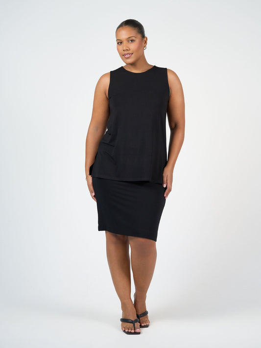 Lou Lou Australia Fantasia Bamboo Tunic Top in black.