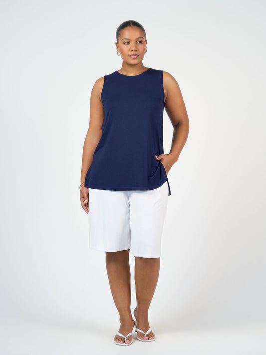 Lou Lou Australia Simone Wide Leg Bamboo Shorts in white.