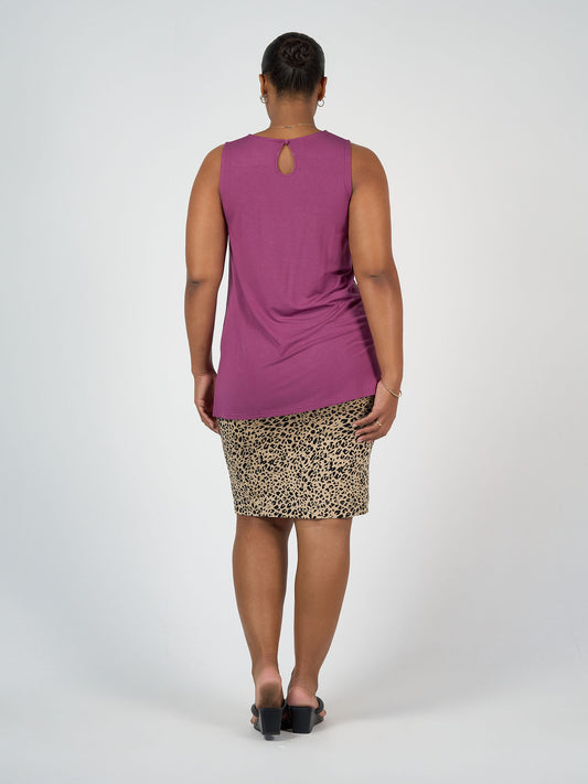 Lou Lou Australia Midi Bamboo Whitney Tube Skirt in Brown Leopard, an animal print skirt with a stretch waistband.