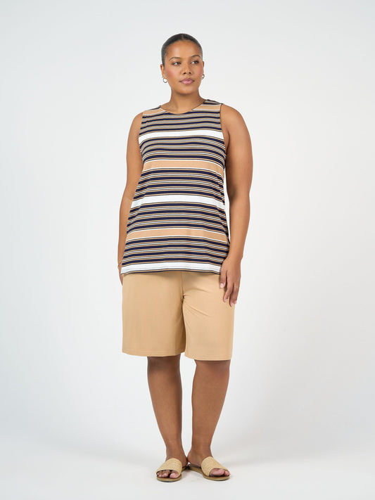 Lou Lou Australia Fantasia Bamboo Tunic Top - Stripe in a striped pattern, made from bamboo fabric.
