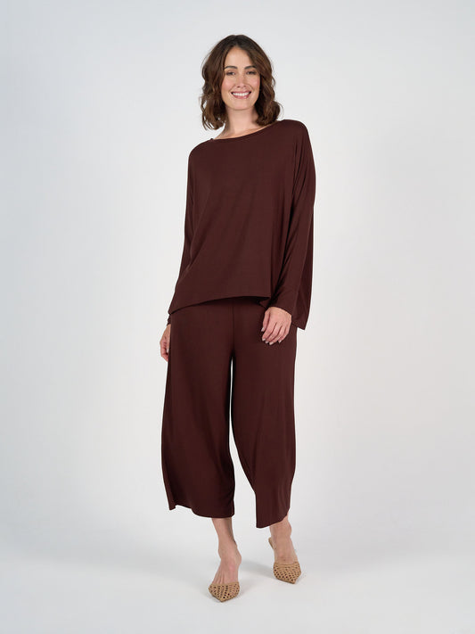 Gina Long Sleeved Bamboo Top - Burgundy