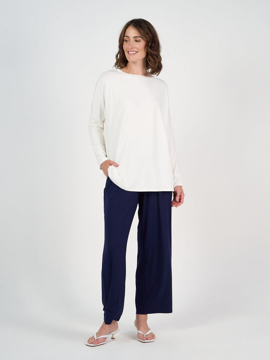 Gina Long Sleeved Bamboo Top - Cream