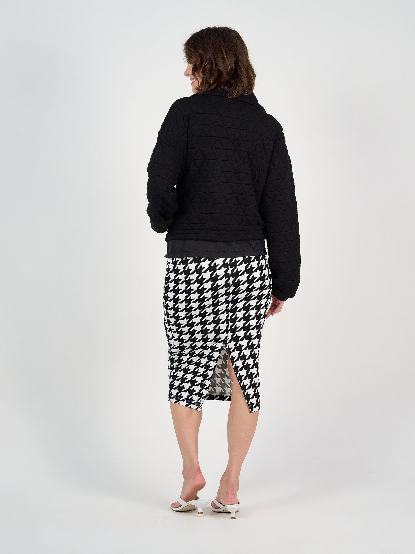 Grace Quilted Bamboo Zip Up Jacket - Black