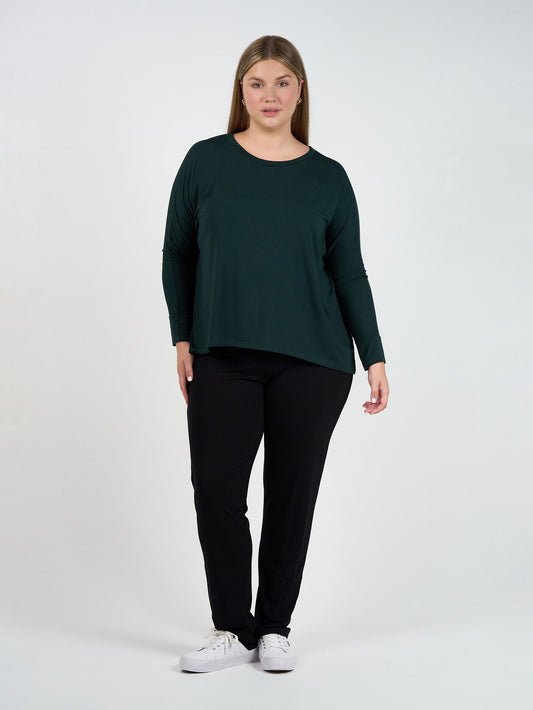 Gina Long Sleeved Bamboo Top - Dark Green