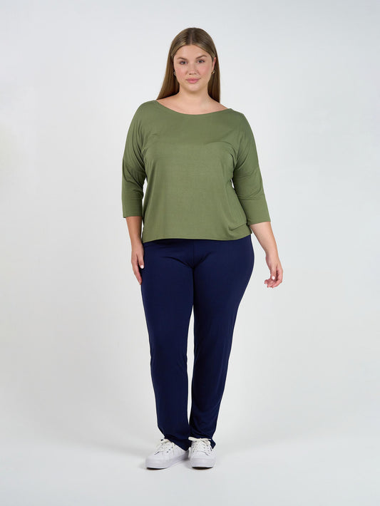 Camila 3/4 Sleeve Bamboo Top - Olive