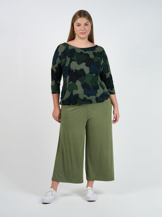Camila 3/4 Sleeve Bamboo Top - Camouflage Print