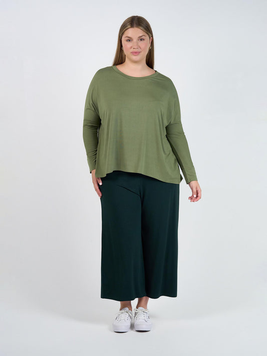 Gina Long Sleeved Bamboo Top - Olive