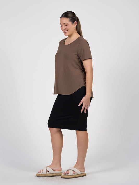 Janis Short Sleeve Bamboo T-Shirt - Chocolate