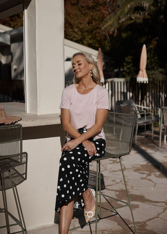 Lou Lou Australia Janis Short Sleeve Bamboo T-Shirt in Lilac.