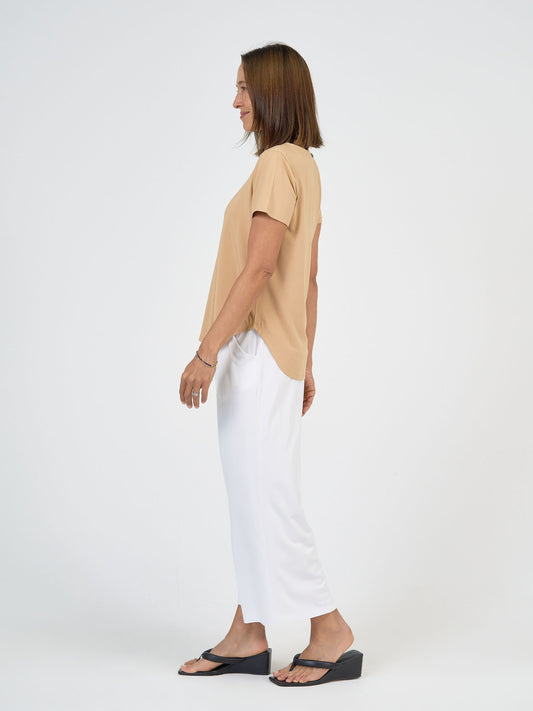 Lou Lou Australia Ciara 7/8 Length Bamboo Culottes in White.