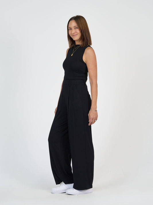 Lou Lou Australia Kate Bamboo Tank in Black, made from bamboo fabric.