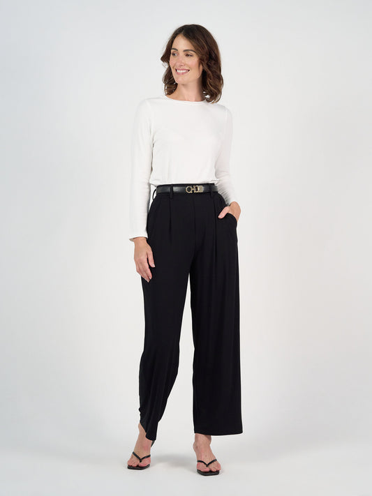 Lou Lou Australia Kelly Ribbed Long Sleeve Bamboo Top in Cream.