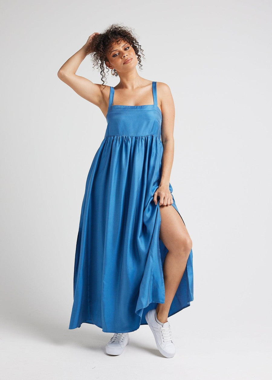 Begonia Sleeveless Silk Maxi Dress in Blue | Lou Lou AU Lou Lou Australia Begonia Sleeveless Silk Maxi Dress in Blue | Lou Lou AU Lou Lou Australia