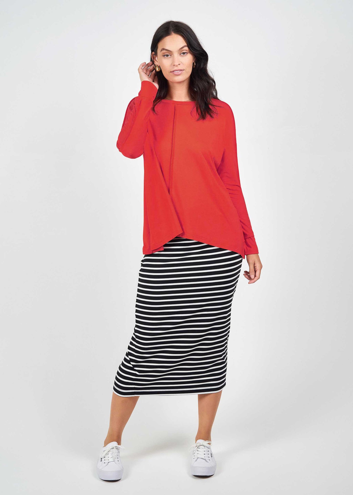 Maxi Bamboo Whitney Tube Skirt - Black & White Stripe