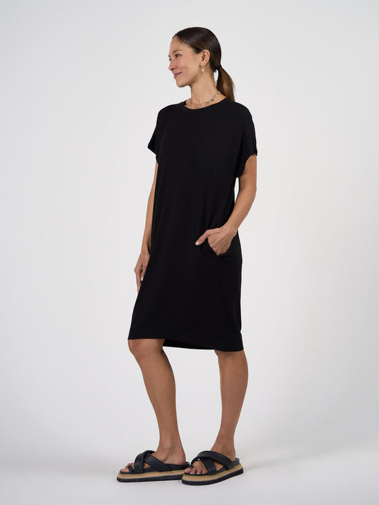Nicks Bamboo Short Sleeve T-Shirt Dress - Black