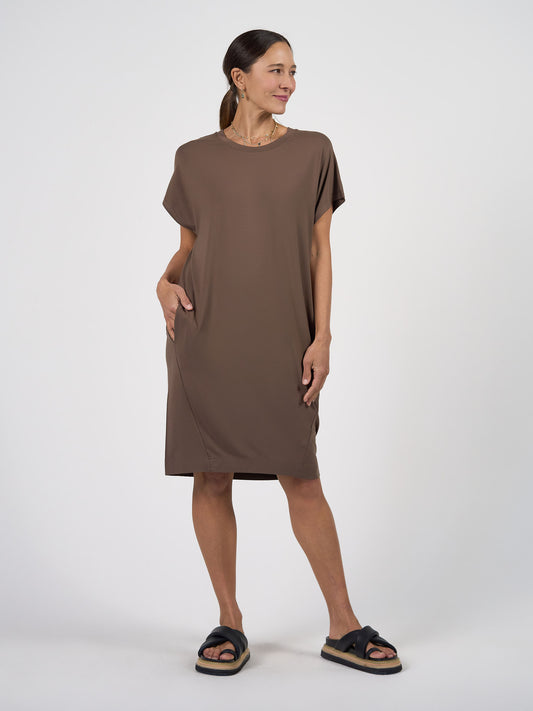 Nicks Bamboo Short Sleeve T-Shirt Dress - Chocolate