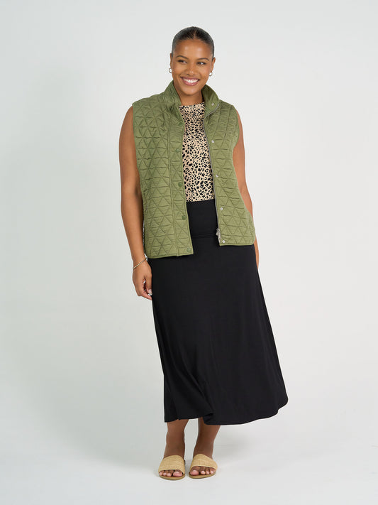 Nina Quilted Bamboo Vest - Olive