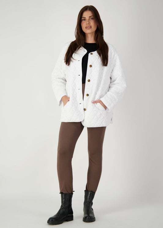 Quincy Quilted Bamboo Oversized Jacket - White