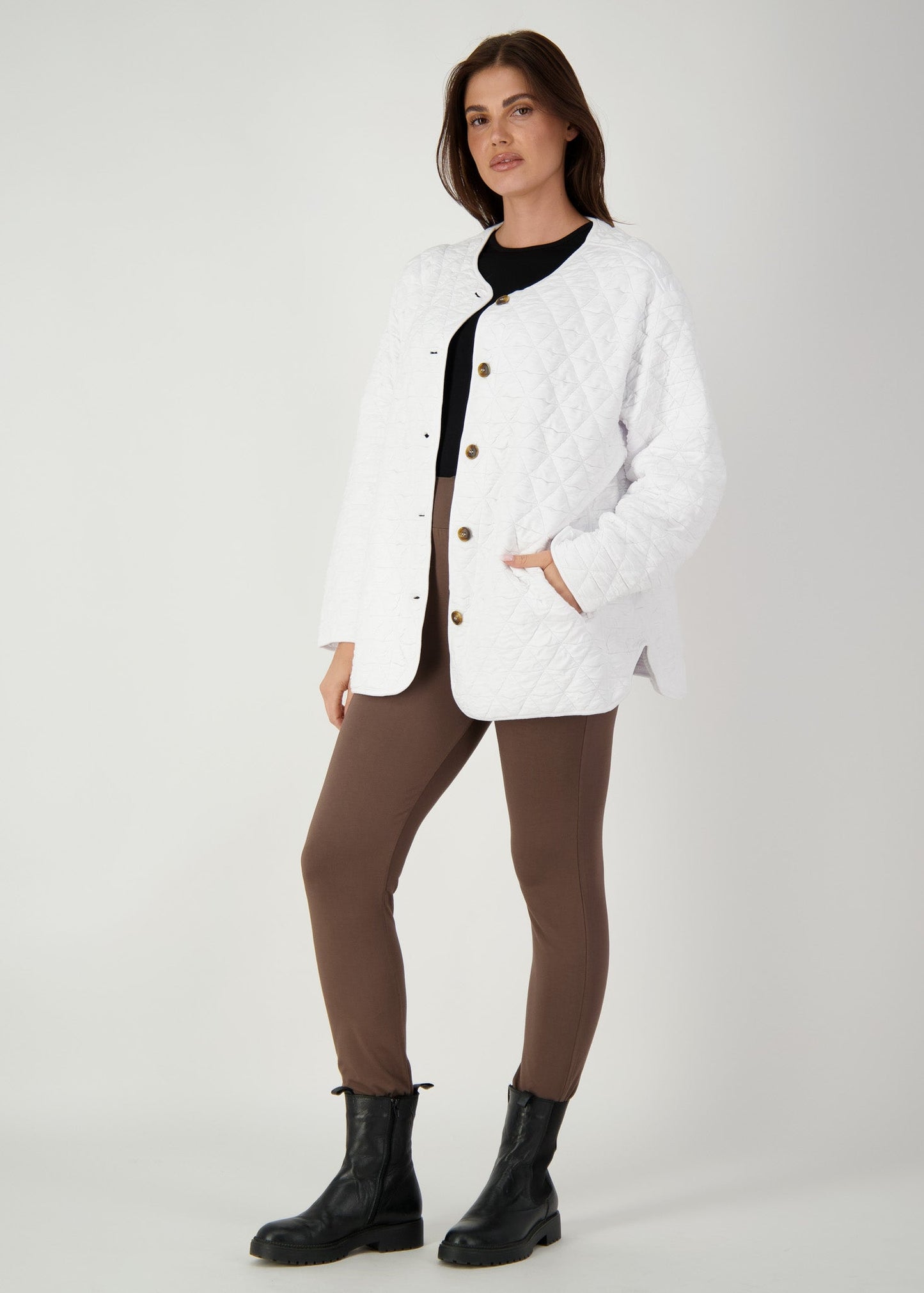 Quincy Quilted Bamboo Oversized Jacket - White