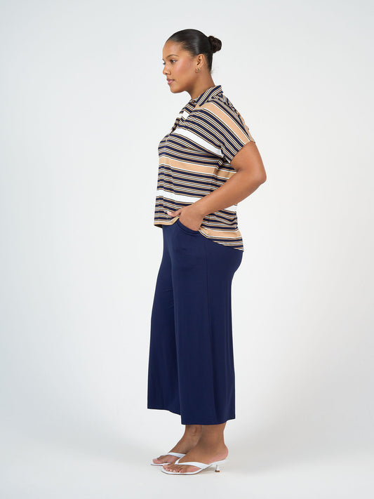 Lou Lou Australia Ciara 7/8 Length Bamboo Culottes in Navy.