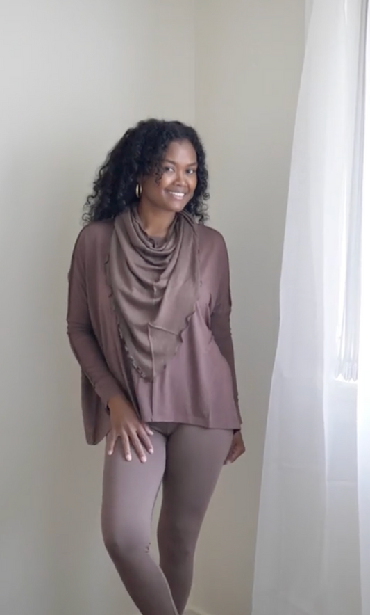 Lou Lou Australia's Luxe Bamboo Full-Length Legging in Chocolate, made from soft bamboo fabric in a rich brown shade.
