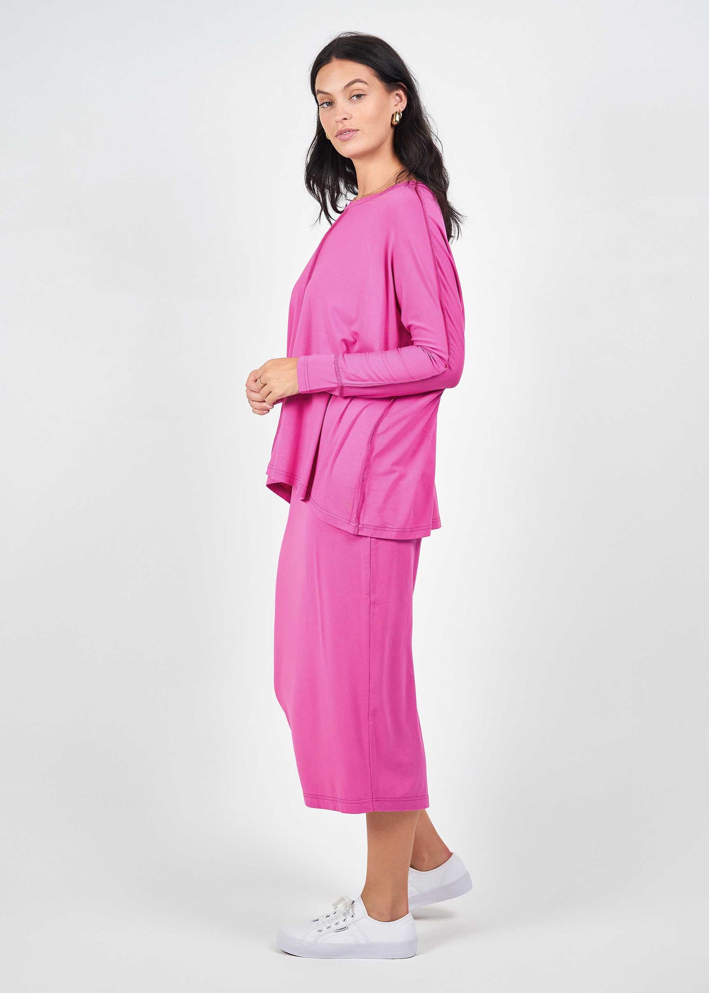 Stella Longsleeve Oversized Bamboo Slouch Top - Rose Violet