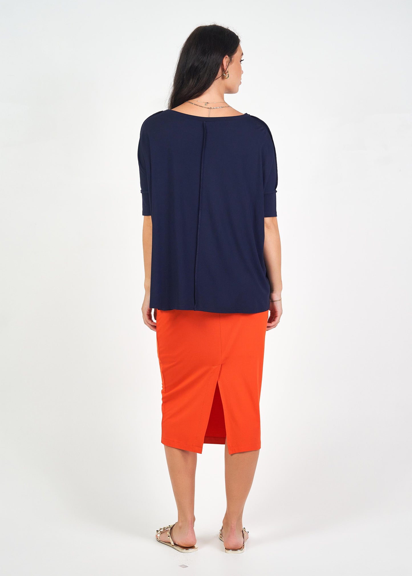 Stella Oversized Bamboo Slouch T-Shirt - Navy